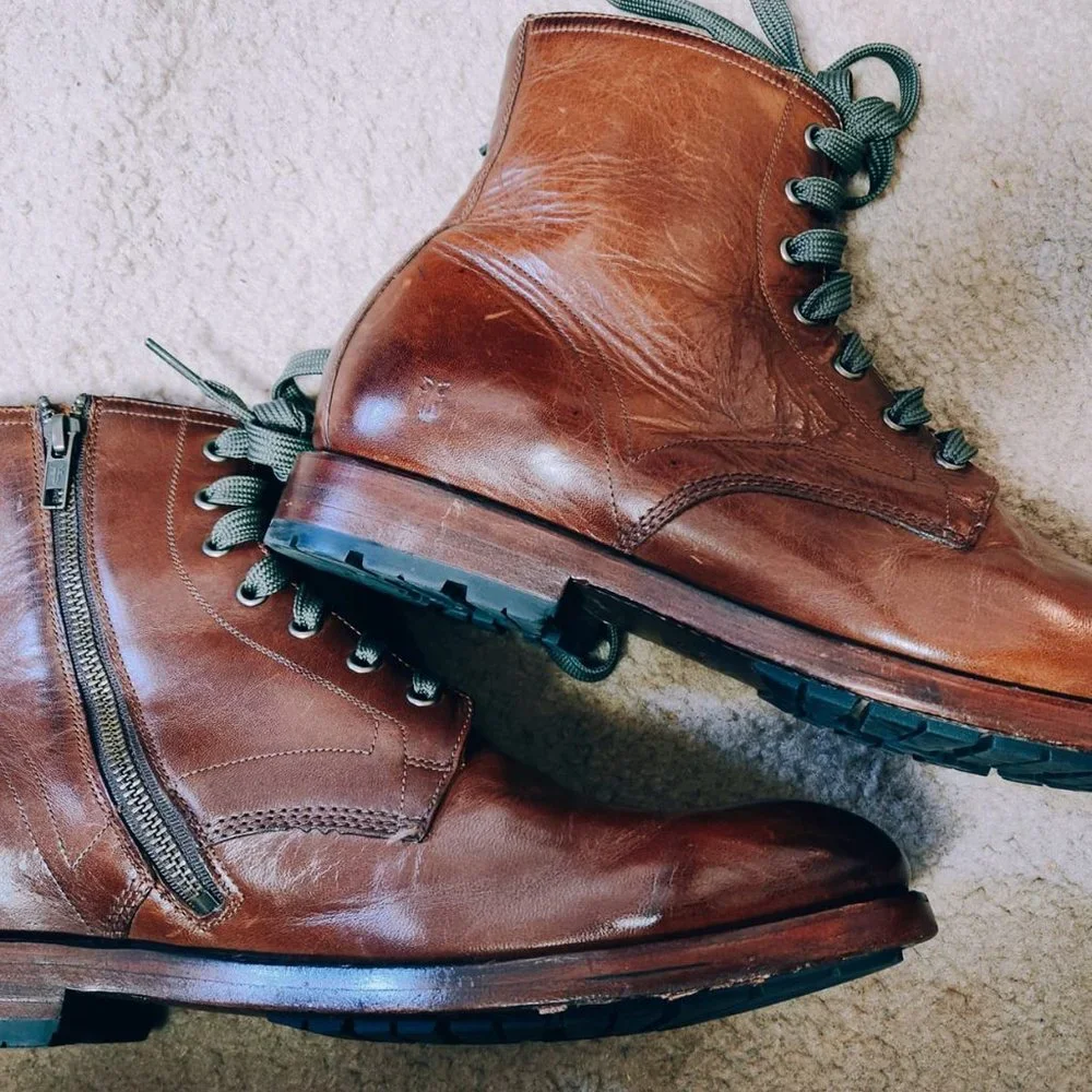 Beautiful Frye Bowery Cognac Brown Leather Ankle Lace Up Boots, size 12 - Picture 2 of 8